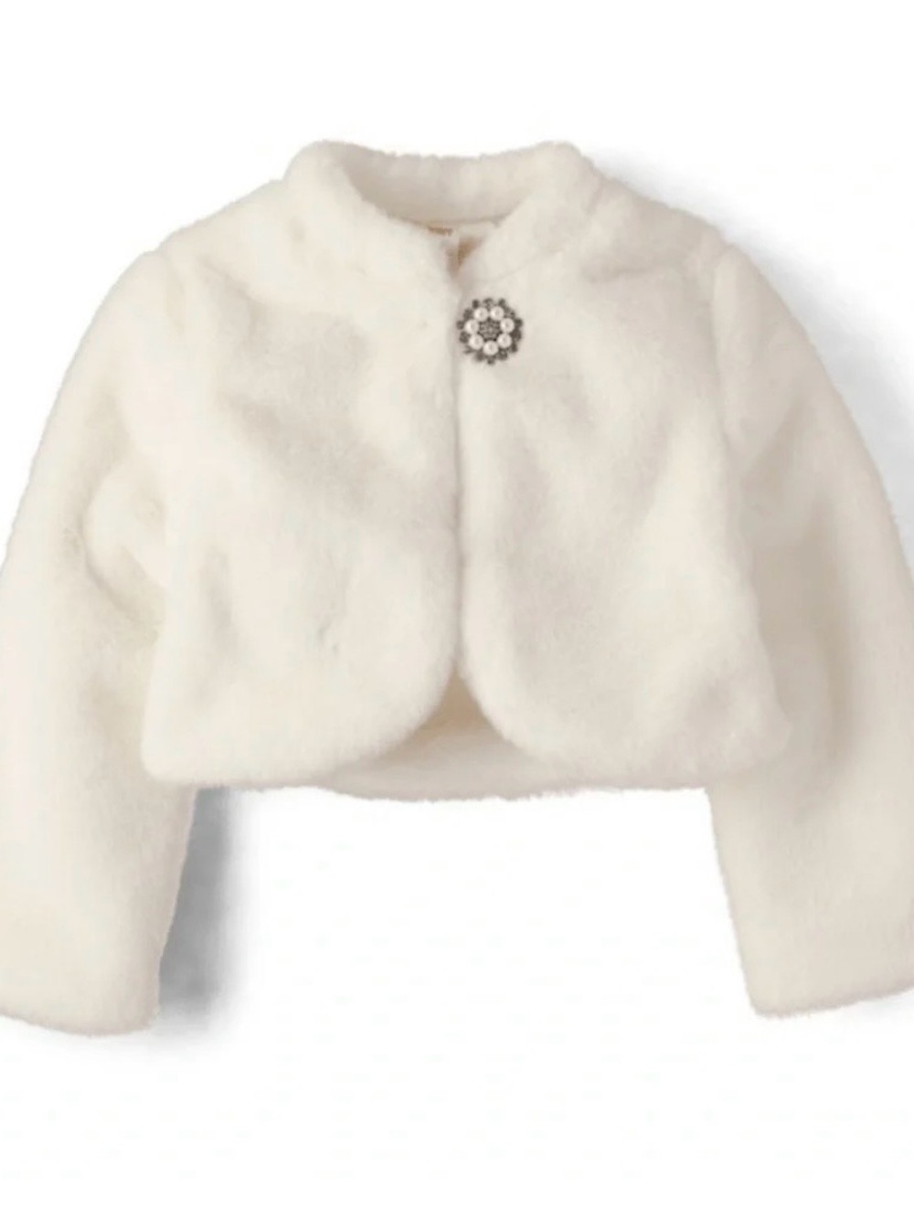 Gymboree Ivory Faux Fur Bolero with Decorative Brooch - Picture 2 of 7
